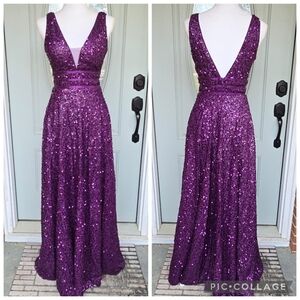 Faeriesty Purple Sequin Gown